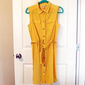 Banana Republic Yellow Sleeveless Shirt Dress